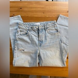 Zara Light Blue Ripped Denim Shorts